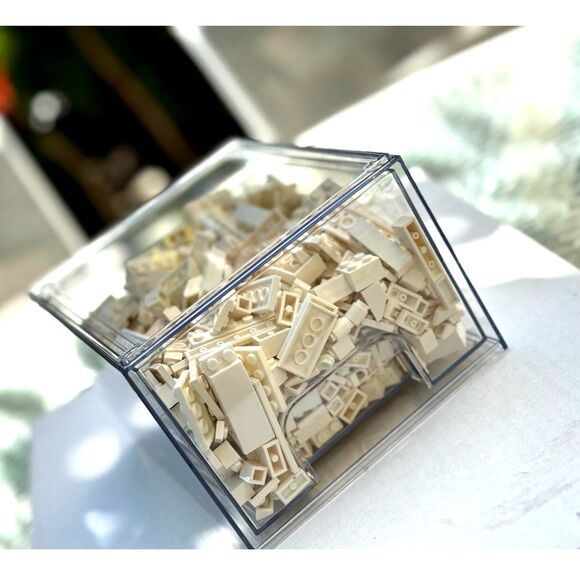 Cream White Legos In New Stackable Clear Acrylc Box SZ 7.5"D x 6"W x 4.4"H Mixed - Picture 1 of 8